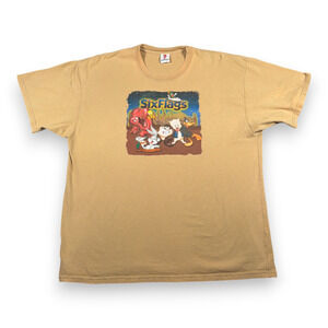 Vintage Six Flags Shirt Adult 2XL XXL Brown Roller Coaster Looney Tunes Y2K